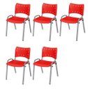 Ver imagem 2 de Cadeira Iso Base Cinza Escola, Escritório Vermelho Kit 5 Un