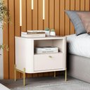 Ver imagem 2 de Mesa de Cabeceira Quarto Tucupí Slim 1 Gaveta e Pés de Metal Off White/dourado