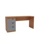 Ver imagem 1 de Mesa Escrivaninha Porto 3 Gavetas 40250685 Cinza/freijó - Politorno