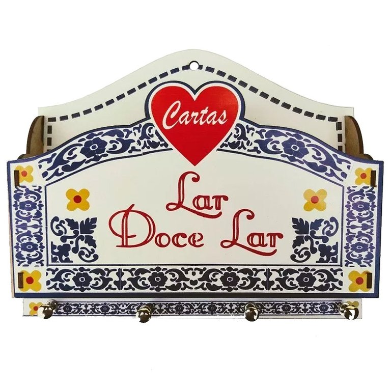 Porta Cartas com Porta Chaves Chaveiro - Lar Doce Lar