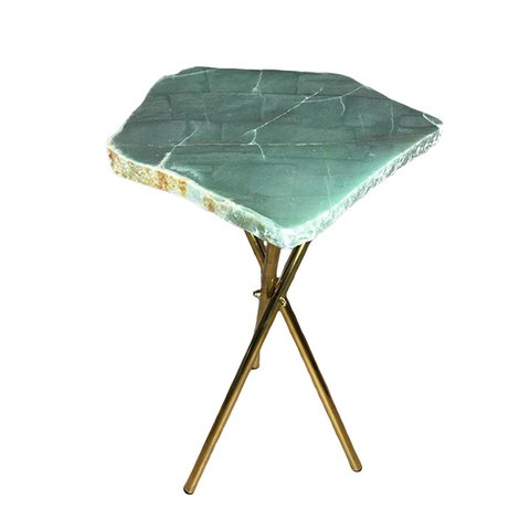 Mesa Lateral Quartzo Verde Bordas Naturais