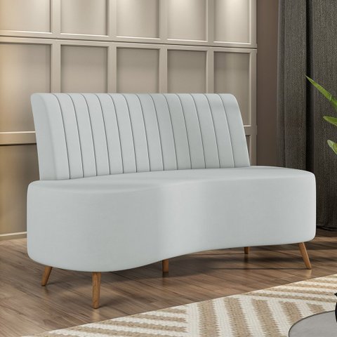 Sofá Living Decorativo 2 Lugares 1,60m Katara Cinza Claro Veludo G33 - Gran Belo