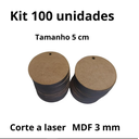 Ver imagem 3 de Kit 100 Mini Disco Tag Pingente Chaveiro 5cm MDF Cru com Furo Plaquinha Base Artesanato Biscuit Chav