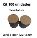 Ver imagem 3 de Kit 100 Mini Disco Tag Pingente Chaveiro 5cm MDF Cru com Furo Plaquinha Base Artesanato Biscuit Chav