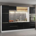 Ver imagem 1 de Armário de Cozinha Completa 320cm Branco/Preto Lux Madesa 01