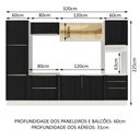 Ver imagem 4 de Armário de Cozinha Completa 320cm Branco/Preto Lux Madesa 01