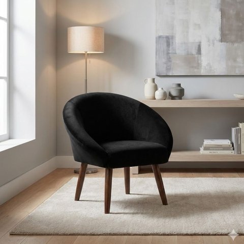 Poltrona Decorativa para Sala de Jantar Tecido Veludo Premium Estrutura Resistente Pés Palito