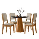 Ver imagem 1 de Conjunto Sala de Jantar Mesa Isis 100x100 4 Cadeiras Carol Ype/preto/veludo Nude