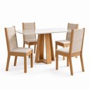 Ver imagem 2 de Conjunto Sala de Jantar Mesa Lisa 120cm Tampo MDF Vidro Canto Reto 4 Cadeiras Evelin