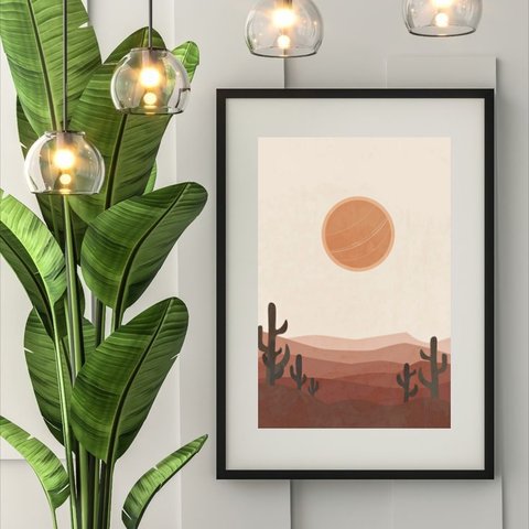 Quadro Minimalista Boho Deserto - 60x48cm:madeira Branca