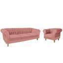 Ver imagem 2 de Um Sofá Duque Chesterfield 1.80 + Uma Poltrona Suede Rosa Sala Recepcao Barbearia