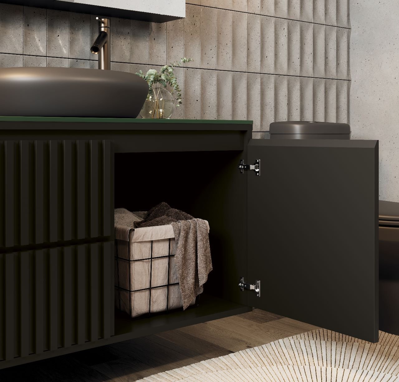 Ver imagem 5 de Conjunto para Banheiro Ripado 80 com cuba e Espelheira