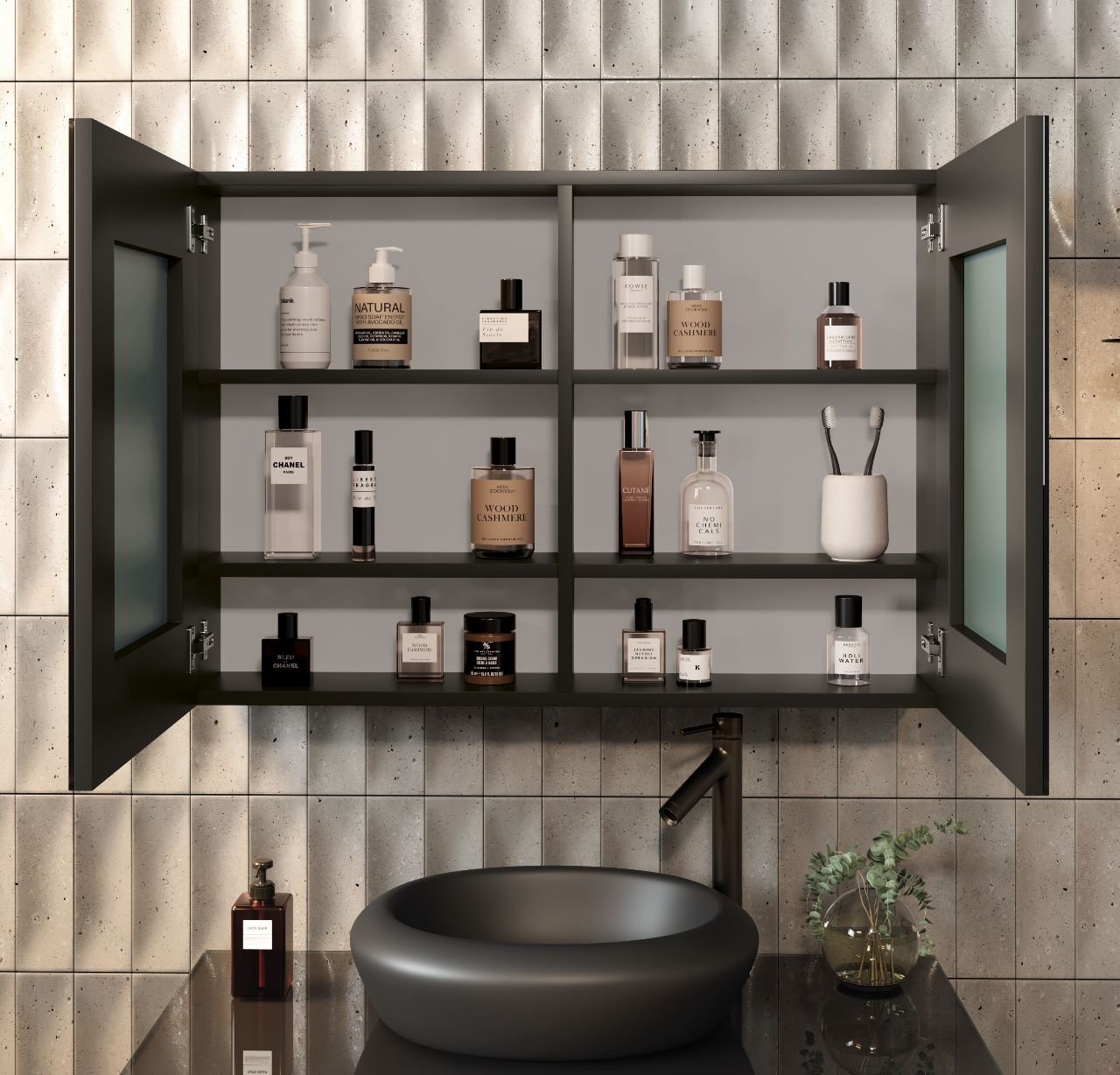 Ver imagem 2 de Conjunto para Banheiro Ripado 80 com cuba e Espelheira