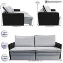 Ver imagem 3 de Sofá sem Caixa Retrátil Baú 1,55m Cama Inbox Grace Tecido Linho e Courino Cinza Claro