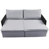 Sofá sem Caixa Retrátil Baú 1,55m Cama Inbox Grace Tecido Linho e Courino Cinza Claro - 6
