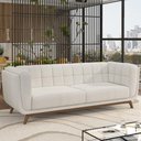 Ver imagem 1 de Sofá Decorativo Sala de Estar 240cm Rocket 3 Lugares Base Madeira Boucle Branco G45 - Gran Belo