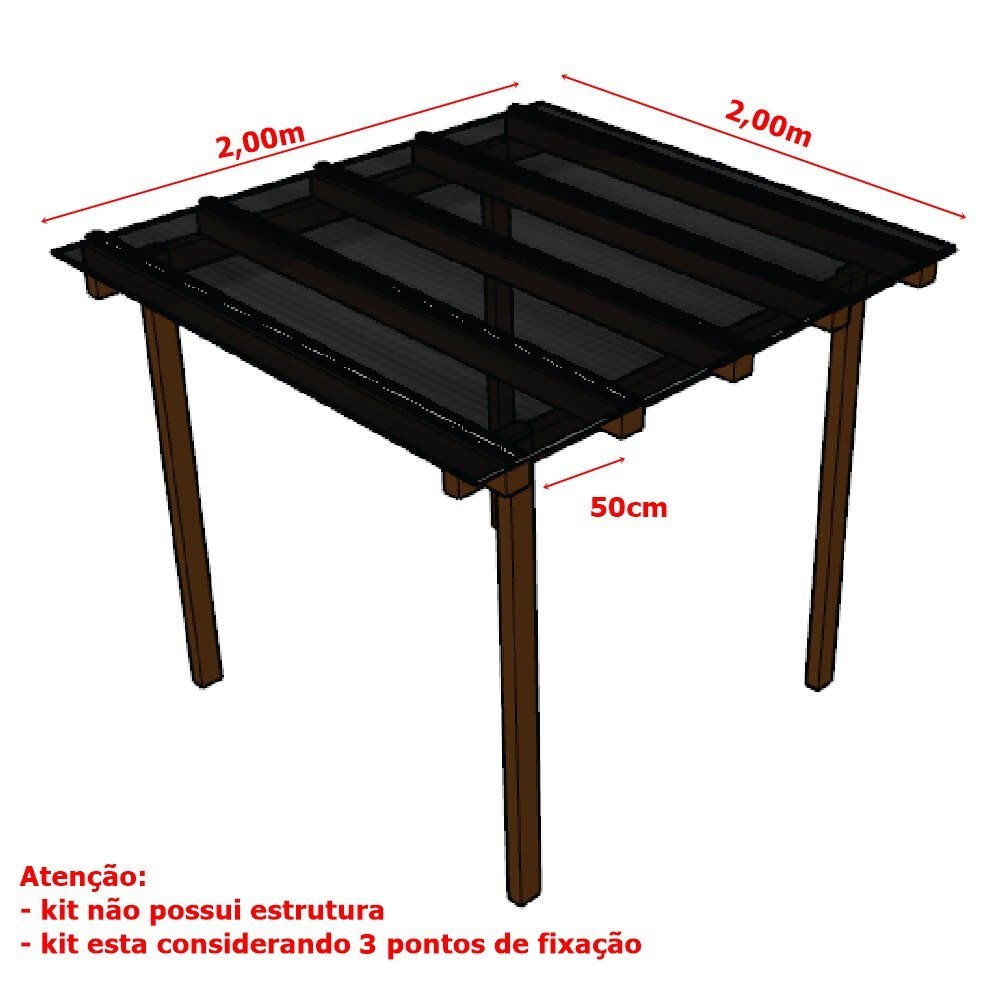 Ver imagem 2 de Cobertura Policarbonato Alveolar 2,00m x 2,00m - Fume 4mm