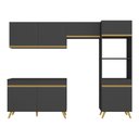 Ver imagem 7 de Armário de Cozinha Compacta 252cm Veneza Multimóveis V3749 Preto/Dourado