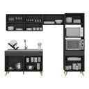 Ver imagem 6 de Armário de Cozinha Compacta 252cm Veneza Multimóveis V3749 Preto/Dourado