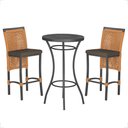 Ver imagem 1 de Mesa Bistrô e 2 Banquetas Roma Preta Corda Estofado 9 Trama Terra Cota