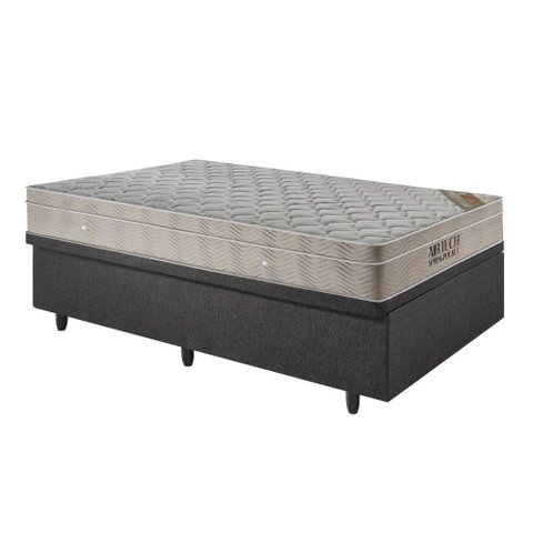 Base Box Baú 96x203 Linho com Colchão Airtech Ortobom Molas Ensacadas