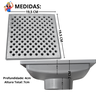 Ralo Pluvial 20x20 Alumínio Perfurado Bolinha Coletor Cinza Saída Baixa para Tubo de 100mm - 4