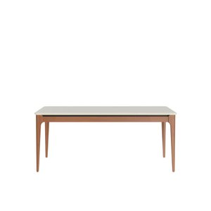 Mesa de Jantar Retangular com Tampo de Vidro Addar Off White e Natural