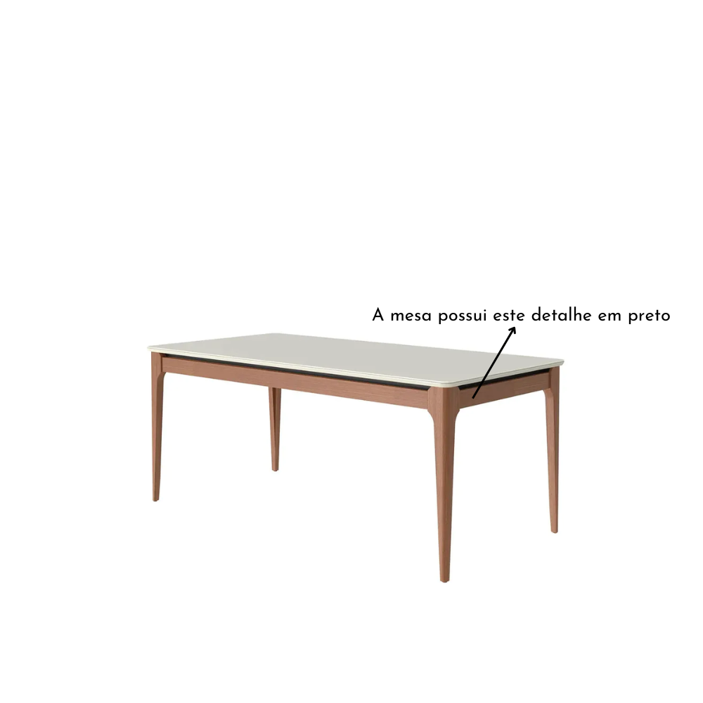 Mesa de Jantar Addar com Vidro 160cm Natural e Off White Província - 3