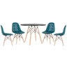 Mesa redonda Eames 100 cm + 4 cadeiras estofadas Eiffel Botonê - 1