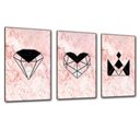 Ver imagem 1 de Kit Placas Quadros Decorativos 3 Pçs Mdf 20x30 Rosa Formas 