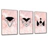 Kit Placas Quadros Decorativos 3 Pçs Mdf 20x30 Rosa Formas  - 1