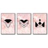 Kit Placas Quadros Decorativos 3 Pçs Mdf 20x30 Rosa Formas  - 5