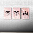Ver imagem 4 de Kit Placas Quadros Decorativos 3 Pçs Mdf 20x30 Rosa Formas 