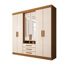 Ver imagem 3 de Guarda-roupa Casal Real 6 Portas 3 Gavetas com Espelho 100% Mdf Cinamomo/off White - Panorama Móveis