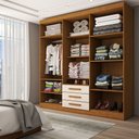 Ver imagem 2 de Guarda-roupa Casal Real 6 Portas 3 Gavetas com Espelho 100% Mdf Cinamomo/off White - Panorama Móveis