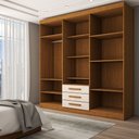 Ver imagem 6 de Guarda-roupa Casal Real 6 Portas 3 Gavetas com Espelho 100% Mdf Cinamomo/off White - Panorama Móveis