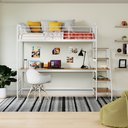Ver imagem 1 de Cama Alta com Escrivaninha Multifuncional em Aço Carbono Tubular Teko Casatema MadeiraOriginals Branco/Fosco/Álamo