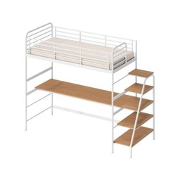 Cama Alta com Escrivaninha Multifuncional em Ferro Aço Carbono Tubular Teko Casatema - 2