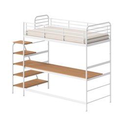 Cama Alta com Escrivaninha Multifuncional em Ferro Aço Carbono Tubular Teko Casatema - 11