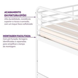 Cama Alta com Escrivaninha Multifuncional em Ferro Aço Carbono Tubular Teko Casatema - 6