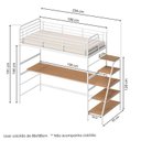 Ver imagem 3 de Cama Alta com Escrivaninha Multifuncional em Aço Carbono Tubular Teko Casatema MadeiraOriginals Branco/Fosco/Álamo