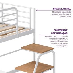 Cama Alta com Escrivaninha Multifuncional em Ferro Aço Carbono Tubular Teko Casatema - 5
