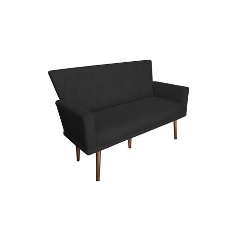 Namoradeira Decorativa Aurora Suede Preto Pés Madeira Mz Decor