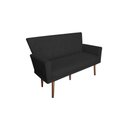 Ver imagem 1 de Namoradeira Decorativa Aurora Suede Preto Pés Madeira Mz Decor
