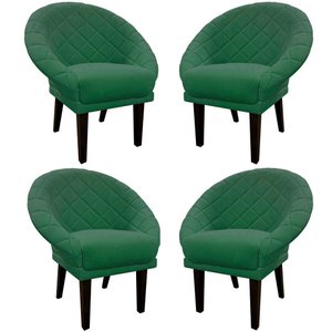 Kit 4 Cadeiras Sala de Estar Liz Veludo Verde