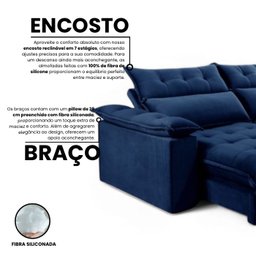 Sofá Retrátil e Reclinável Molas Ensacadas 2,30m Orquídea Vivaro Decor Suede Azul - 5