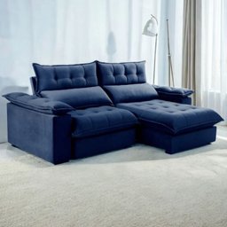 Sofá Retrátil e Reclinável Molas Ensacadas 2,30m Orquídea Vivaro Decor Suede Azul - 7
