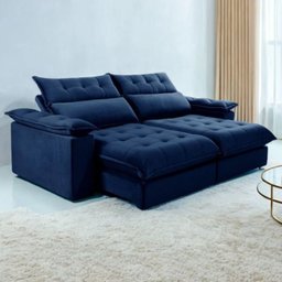 Sofá Retrátil e Reclinável Molas Ensacadas 2,30m Orquídea Vivaro Decor Suede Azul - 1