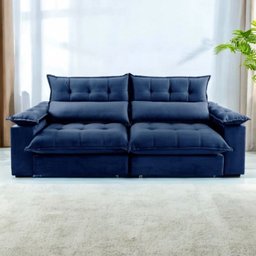 Sofá Retrátil e Reclinável Molas Ensacadas 2,30m Orquídea Vivaro Decor Suede Azul - 2