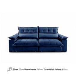 Sofá Retrátil e Reclinável Molas Ensacadas 2,30m Orquídea Vivaro Decor Suede Azul - 8